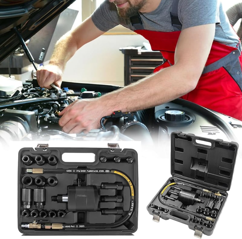 Aisny Pneumatikus Injektor Kihúzó Készlet 19 Adapterrel - Dízel Befecskendezőkhöz, Common Rail CDI Rendszerekhez, Bosch, Delphi, Denso, Siem