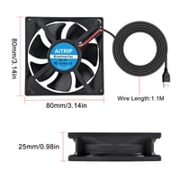 AITRIP Ventilator USB 80mm 5V fără perii 8025 80x25mm DIY PC Carcasă Imprimantă 3D CPU Cooler Radiator 2 buc 5