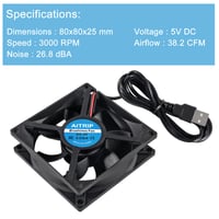 AITRIP Ventilator USB 80mm 5V fără perii 8025 80x25mm DIY PC Carcasă Imprimantă 3D CPU Cooler Radiator 2 buc 4