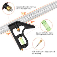 AivaToba Rozsdamentes Szögmérő 300mm 45/90 Fokos Szintezővel Asztaloshoz 2