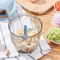 Tocător manual de ceapă AIWMQYYF 520 ml, Mărunțitor manual de legume cu râșniță pentru usturoi și ceapă, cu tel, Albastru 5