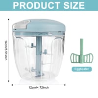 Tocător manual de ceapă AIWMQYYF 520 ml, Mărunțitor manual de legume cu râșniță pentru usturoi și ceapă, cu tel, Albastru 9