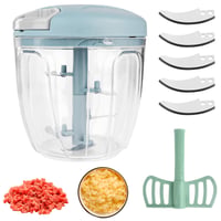 Tocător manual de ceapă AIWMQYYF 520 ml, Mărunțitor manual de legume cu râșniță pentru usturoi și ceapă, cu tel, Albastru 1