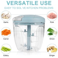 Tocător manual de ceapă AIWMQYYF 520 ml, Mărunțitor manual de legume cu râșniță pentru usturoi și ceapă, cu tel, Albastru 3