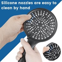 AIXMEET 125mm Zuhanyfej 6 Funkciós Fekete Szett 1.5m Csővel és Tartóval 6