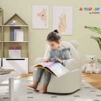 AIYAPLAY Detské kreslo v tvare medvedíka, mäkký plyš, detská stolička od 1,5 roka do detskej izby alebo herne, béžová 2