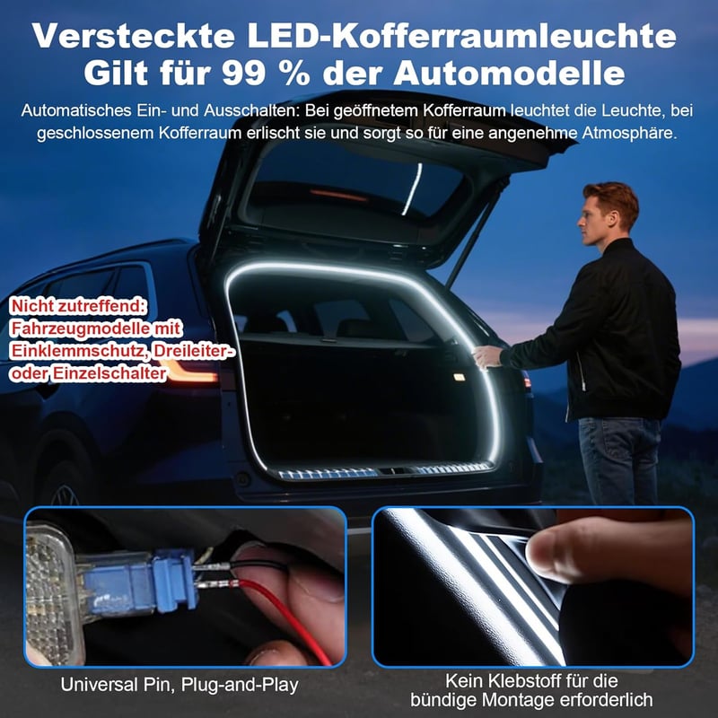 Aiyomi 4m LED autó csomagtartó világítás szenzorral fehér
