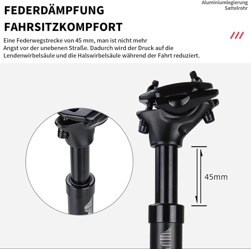 aiyraa Rugós Nyeregcső 27.2 30.9 31.6mm MTB E-bike Trekking Kerékpárhoz