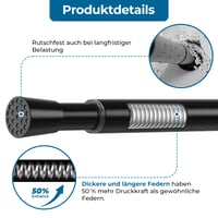 AIZESI Napínacia tyč na záves 60-90 cm, priemer 13 mm, čierna, balenie 2 ks, upevňovacia tyč na okno bez vŕtania 3