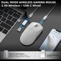 AJAZZ AJ139 PRO X Ultrakönnű Vezeték Nélküli Gaming Egér, 59g, 26000 DPI, Programozható Gombok, 200 Óra Akkumulátor, Fehér 3