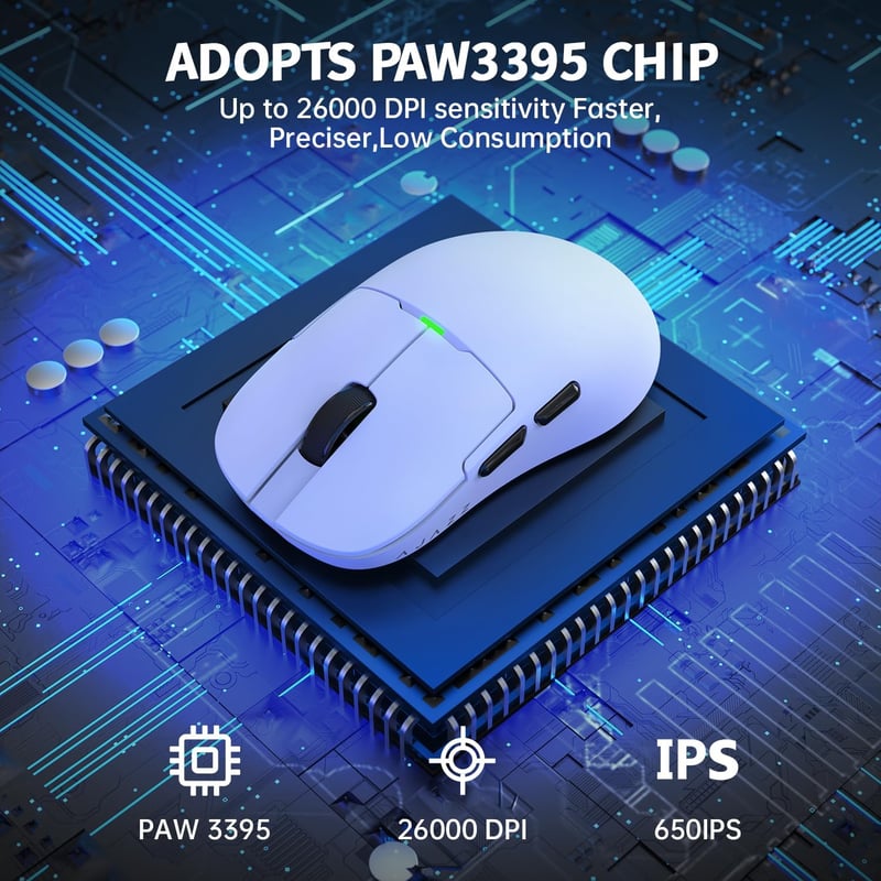 AJAZZ AJ159P Szuperkönyű Vezeték Nélküli Gamer Egér Mágneses Töltőállomással, 56g, PixArt PAW3395 Szenzor, 26000 DPI, PC/Mac Kompatibilis, F