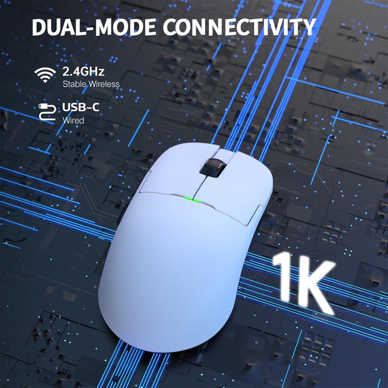 AJAZZ AJ159 Szuperkönyű Vezeték Nélküli Gamer Egér, 56g, PixArt PAW3395 Szenzor, 26000 DPI, 200 Órás Akkumulátor, 6 Programozható Gomb, PC/M