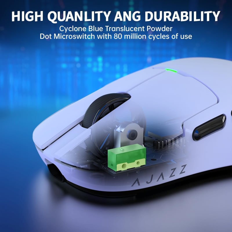 AJAZZ AJ159P Szuperkönyű Vezeték Nélküli Gamer Egér Mágneses Töltőállomással, 56g, PixArt PAW3395 Szenzor, 26000 DPI, PC/Mac Kompatibilis, F