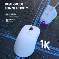 AJAZZ AJ159P Szuperkönyű Vezeték Nélküli Gamer Egér Mágneses Töltőállomással, 56g, PixArt PAW3395 Szenzor, 26000 DPI, PC/Mac Kompatibilis, F 3