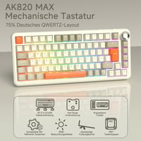 AJAZZ AK820 MAX Bežična mehanička tipkovnica, 75% raspored 82 tipke, njemački QWERTZ, RGB, 2.4 GHz/Type-C/BT5.0, sivo-bež-narančasta 2