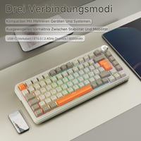 AJAZZ AK820 MAX Bežična mehanička tipkovnica, 75% raspored 82 tipke, njemački QWERTZ, RGB, 2.4 GHz/Type-C/BT5.0, sivo-bež-narančasta 4