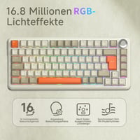 AJAZZ AK820 MAX Bežična mehanička tipkovnica, 75% raspored 82 tipke, njemački QWERTZ, RGB, 2.4 GHz/Type-C/BT5.0, sivo-bež-narančasta 6