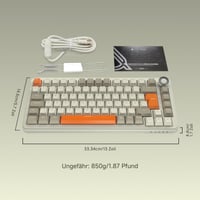 AJAZZ AK820 MAX Bežična mehanička tipkovnica, 75% raspored 82 tipke, njemački QWERTZ, RGB, 2.4 GHz/Type-C/BT5.0, sivo-bež-narančasta 8