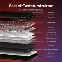 Mehanička tipkovnica AJAZZ AK820, 75% Hot-Swap, njemački QWERTZ raspored, PBT kapice tipki, kotačić za glasnoću, 5-slojna zvučna izolacija, 82 tipke, crna 7