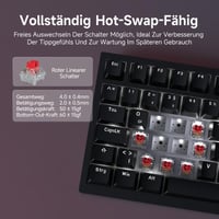Mehanička tipkovnica AJAZZ AK820, 75% Hot-Swap, njemački QWERTZ raspored, PBT kapice tipki, kotačić za glasnoću, 5-slojna zvučna izolacija, 82 tipke, crna 5