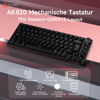 Mehanička tipkovnica AJAZZ AK820, 75% Hot-Swap, njemački QWERTZ raspored, PBT kapice tipki, kotačić za glasnoću, 5-slojna zvučna izolacija, 82 tipke, crna 2