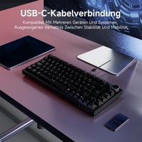 Mehanička tipkovnica AJAZZ AK820, 75% Hot-Swap, njemački QWERTZ raspored, PBT kapice tipki, kotačić za glasnoću, 5-slojna zvučna izolacija, 82 tipke, crna 4