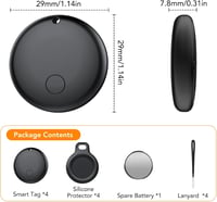 Ajblg Android Smart Tag Bluetooth nyomkövető – Google Saját eszköz kompatibilis, IP68, fekete – 4 db 7