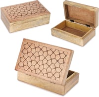 Ajuny Kézzel Faragott Fa Ékszertartó Doboz Kő Mintával 20x13cm 7