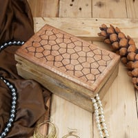 Ajuny Kézzel Faragott Fa Ékszertartó Doboz Kő Mintával 20x13cm 2