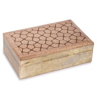 Ajuny ručno rezbarena drvena kutija za nakit s uzorkom kamena - 20x13 cm 1