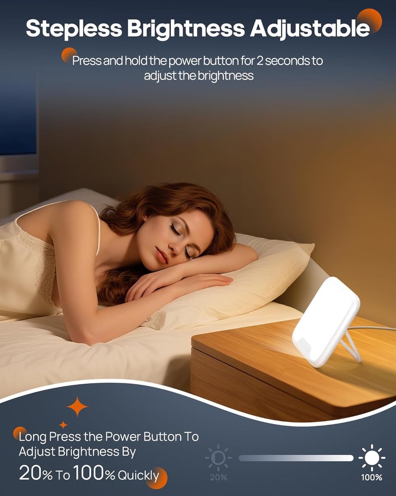 Lampă de terapie prin lumină AJVV 10000 lucși împotriva depresiei, simulator de lumină solară cu funcție de memorie