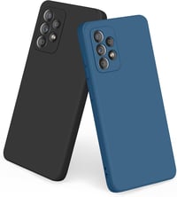 AK 2db Ultravékony Szilikon Védőtok Samsung Galaxy A52 5G/4G & A52s 5G Telefonhoz - Kék+Fekete Vízálló Tok Pontos Illeszkedéssel (6.5") 1