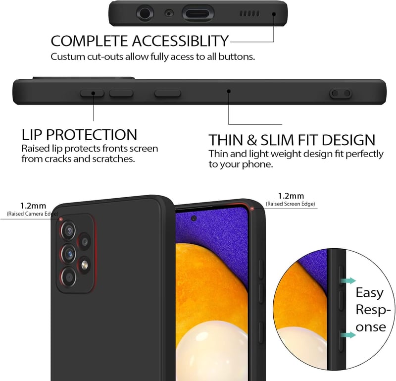 AK 2db Ultravékony Szilikon Védőtok Samsung Galaxy A52 5G/4G & A52s 5G Telefonhoz - Kék+Fekete Vízálló Tok Pontos Illeszkedéssel (6.5")