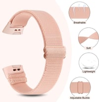 AK Elasztikus Nylon Szíj Fitbit Charge 3/4 Okoskarkötőhöz - Állítható, Könnyű, Kényelmes Sportpánt Férfiaknak és Nőknek, Rózsaszín 3