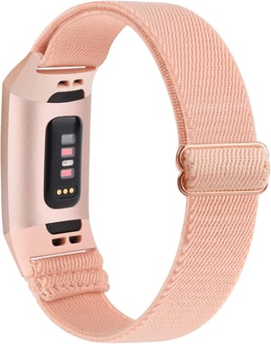 AK Elastična Najlonska Narukvica za Fitbit Charge 3/4 Pametnu Narukvicu - Podesiva, Lagana, Udobna Sportska Narukvica za Muškarce i Žene, Ružičasta