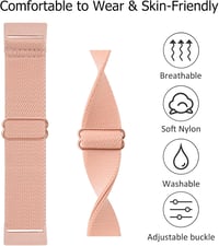AK Elasztikus Nylon Szíj Fitbit Charge 3/4 Okoskarkötőhöz - Állítható, Könnyű, Kényelmes Sportpánt Férfiaknak és Nőknek, Rózsaszín 4