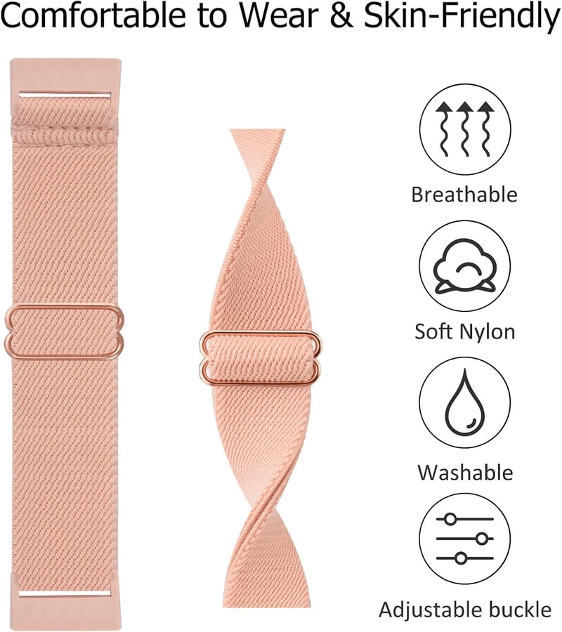 AK Elasztikus Nylon Szíj Fitbit Charge 3/4 Okoskarkötőhöz - Állítható, Könnyű, Kényelmes Sportpánt Férfiaknak és Nőknek, Rózsaszín