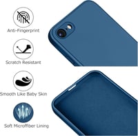 AK iPhone SE 3/2/2022/2020/8/7 Tok - Vékony Folyékony Szilikon Védőtok Mikroszálas Béléssel, Karcálló Prémium Telefontok Kék 4