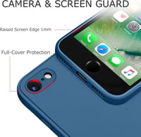 AK iPhone SE 3/2/2022/2020/8/7 Tok - Vékony Folyékony Szilikon Védőtok Mikroszálas Béléssel, Karcálló Prémium Telefontok Kék 3