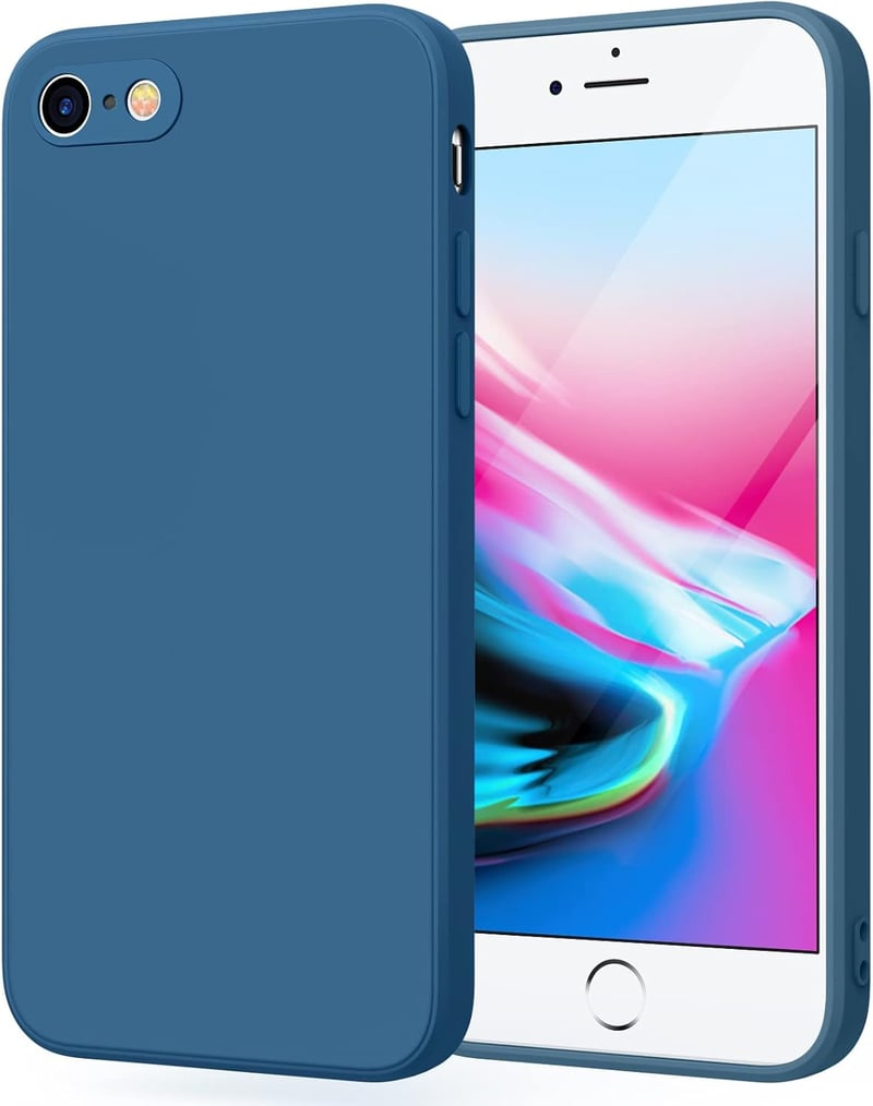 AK iPhone SE 3/2/2022/2020/8/7 Tok - Vékony Folyékony Szilikon Védőtok Mikroszálas Béléssel, Karcálló Prémium Telefontok Kék