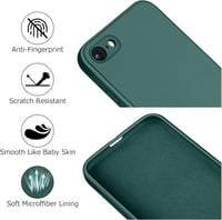 AK iPhone SE 3/2/2022/2020 és iPhone 8/7 Védőtok - Teljes Védelmi Folyékony Szilikon Tok Mikroszálas Béléssel, Vékony, Zöld 4
