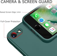 AK iPhone SE 3/2/2022/2020 és iPhone 8/7 Védőtok - Teljes Védelmi Folyékony Szilikon Tok Mikroszálas Béléssel, Vékony, Zöld 3