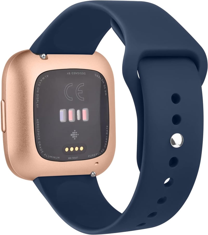 AK Szilikon Szíj Fitbit Versa 2/Versa/Versa Lite Okosórához - Puha, Vízálló Sportpánt, Állítható Méret, Tengerészkék