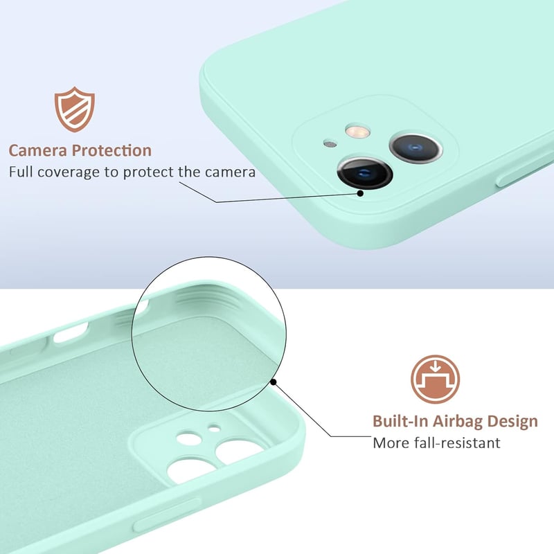 AK Szilikon Tok iPhone 11-hez (6.1") – Teljes Védelmet Nyújtó, Selymes Tapintású, Mikroszálas Béléssel, Ütésálló, Cián