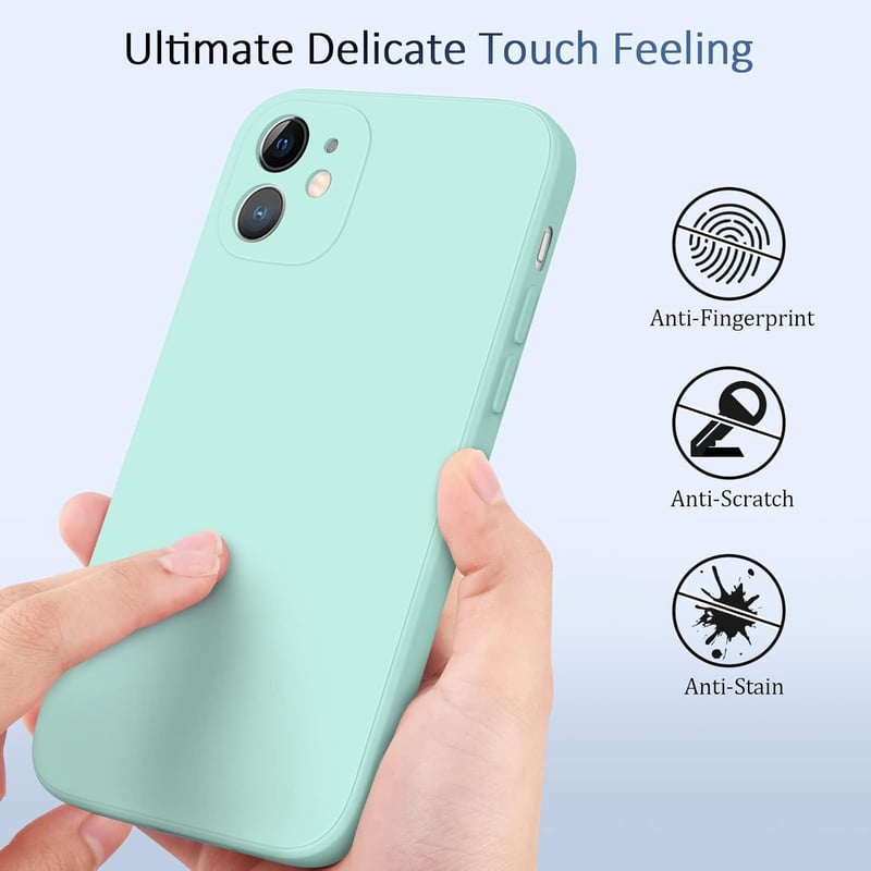 AK Szilikon Tok iPhone 11-hez (6.1") – Teljes Védelmet Nyújtó, Selymes Tapintású, Mikroszálas Béléssel, Ütésálló, Cián