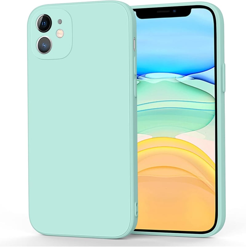 AK Szilikon Tok iPhone 11-hez (6.1") – Teljes Védelmet Nyújtó, Selymes Tapintású, Mikroszálas Béléssel, Ütésálló, Cián