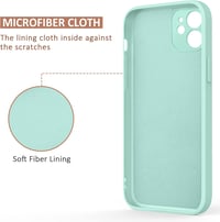AK Szilikon Tok iPhone 11-hez (6.1") – Teljes Védelmet Nyújtó, Selymes Tapintású, Mikroszálas Béléssel, Ütésálló, Cián 4