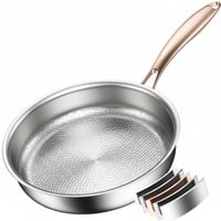 Akaice Titánová panvica bez povrchovej úpravy 28 cm, indukčná titánová panvica s ergonomickou rukoväťou, textúrovaný dizajn, vhodná na všetky typy sporákov a do umývačky riadu 1