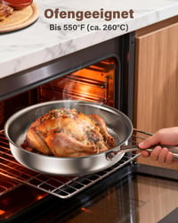 Akaice Titánová panvica bez povrchovej úpravy 28 cm, indukčná titánová panvica s ergonomickou rukoväťou, textúrovaný dizajn, vhodná na všetky typy sporákov a do umývačky riadu 6