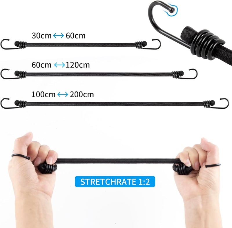 Akicderu Rugalmas Spanní Szett 20db Horogos Gumiszalag 30cm Csomagoláshoz - 20pcs 30cm
